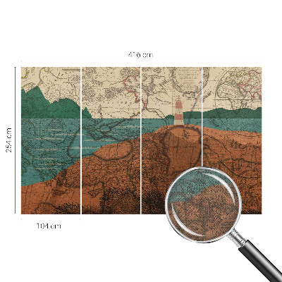 Peel and stick wall mural with a historical map design