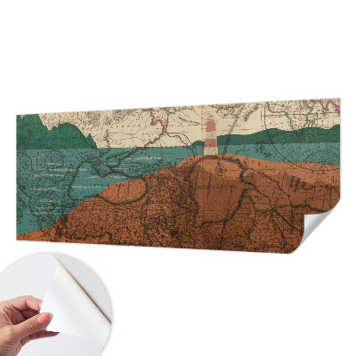 Peel and stick wall mural with a historical map design