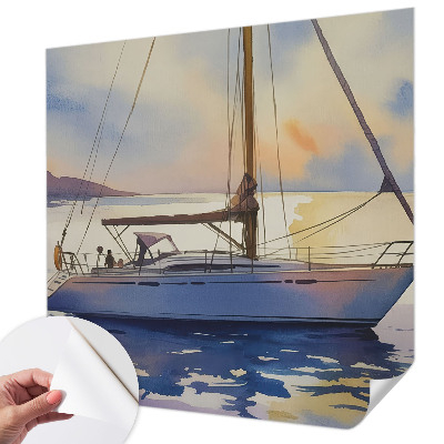 Self-adhesive photo wallpaper with a sailboat motif titled 