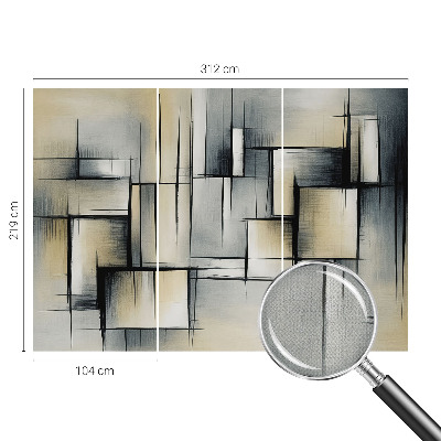 Children's wall mural with an abstract geometric design