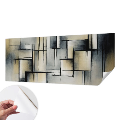 Children's wall mural with an abstract geometric design