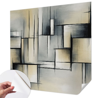 Children's wall mural with an abstract geometric design