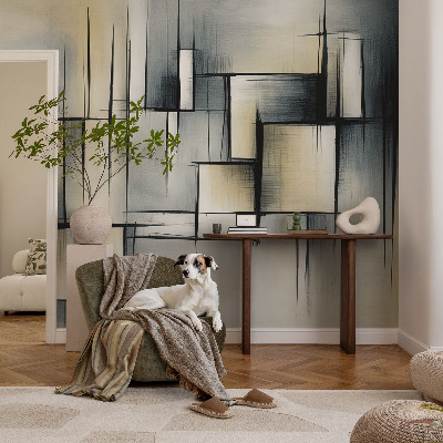 Children's wall mural with an abstract geometric design