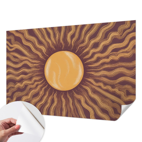 Stick-on wall mural with sun ray motif