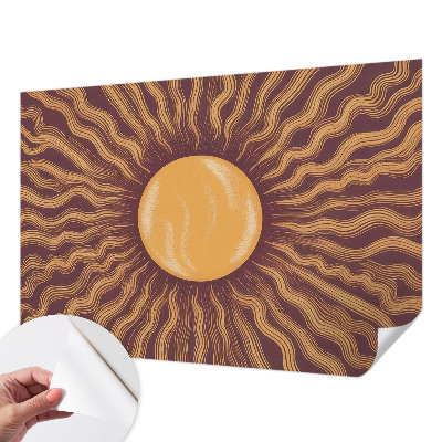 Stick-on wall mural with sun ray motif