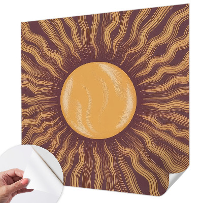 Stick-on wall mural with sun ray motif