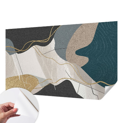 Nursery wall mural with abstract forms
