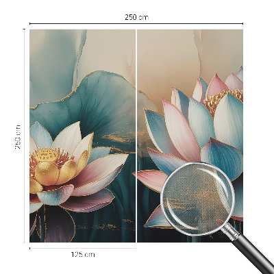 Peel and stick wall mural for living room featuring the Lotuses of Harmony design