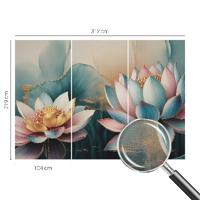 Peel and stick wall mural for living room featuring the Lotuses of Harmony design