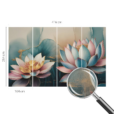 Peel and stick wall mural for living room Lotuses of Harmony