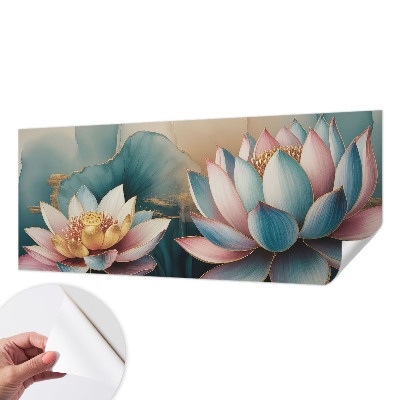 Peel and stick wall mural for living room Lotuses of Harmony