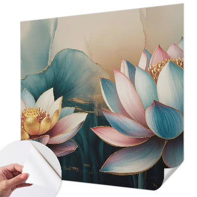 Peel and stick wall mural for living room Lotuses of Harmony