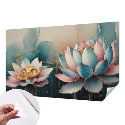 Peel and stick wall mural for living room Lotuses of Harmony