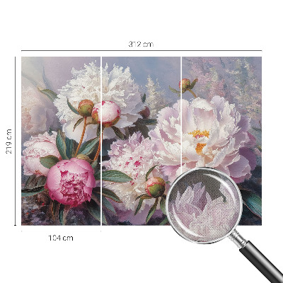Peel and stick wall mural featuring a peony bouquet design for bedroom walls