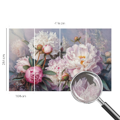 Peel and stick wall mural for bedroom Peony bouquet