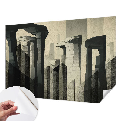 Peel and stick wall mural for kids' room featuring a raw architectural design