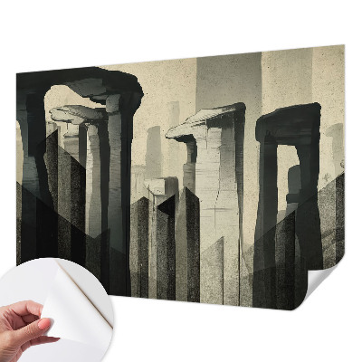Peel and stick wall mural for kids' room featuring a raw architectural design