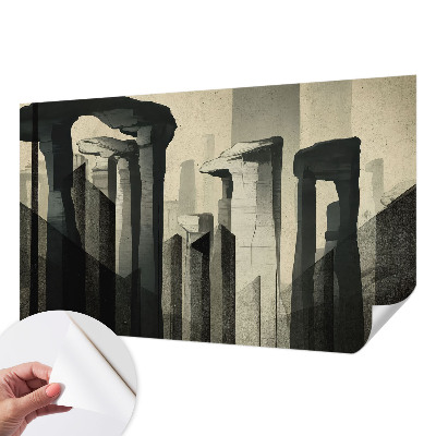 Peel and stick wall mural for kids' room featuring a raw architectural design