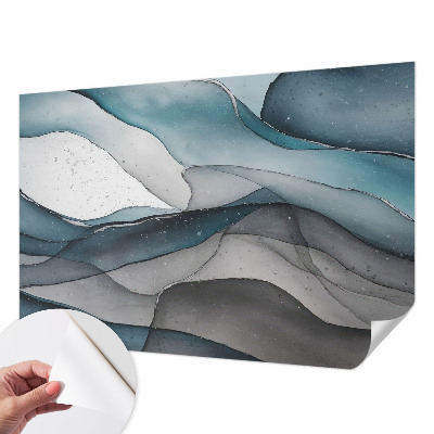 3D photo wallpaper mural with a colorful waves design