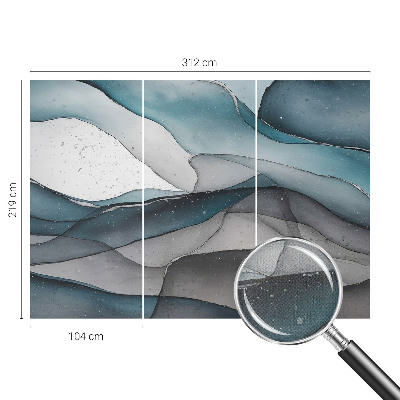 3D photo wallpaper mural with a colorful waves design
