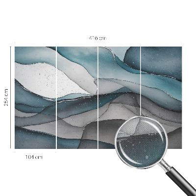 3D photo wallpaper mural with a colorful waves design