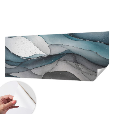 3D photo wallpaper mural with a colorful waves design