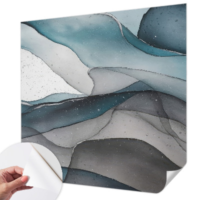 3D photo wallpaper mural with a colorful waves design