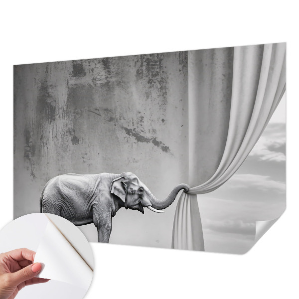 Peel and stick wall mural with a surrealist elephant motif
