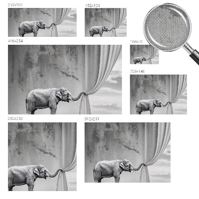 Peel and stick wall mural with a surrealist elephant motif