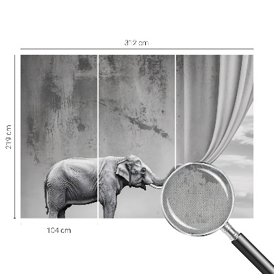 Peel and stick wall mural with a surrealist elephant motif