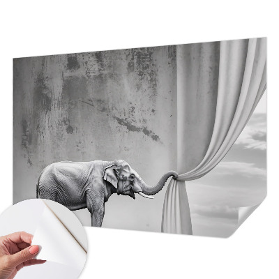Peel and stick wall mural with a surrealist elephant motif