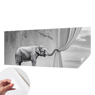 Peel and stick wall mural with a surrealist elephant motif