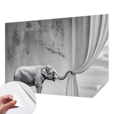Peel and stick wall mural with a surrealist elephant motif