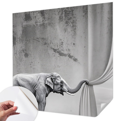 Peel and stick wall mural with a surrealist elephant motif