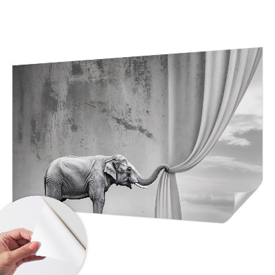 Peel and stick wall mural with a surrealist elephant motif
