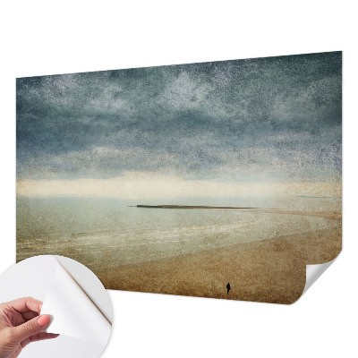 Stick-on wall mural with a nostalgic landscape motif