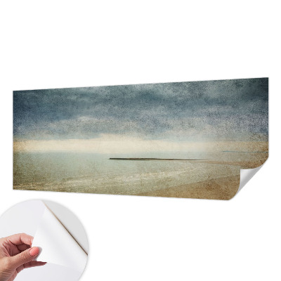 Stick-on wall mural with a nostalgic landscape motif