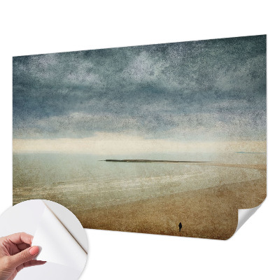 Stick-on wall mural with a nostalgic landscape motif