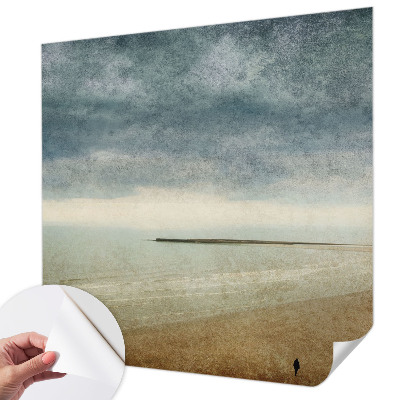 Stick-on wall mural with a nostalgic landscape motif