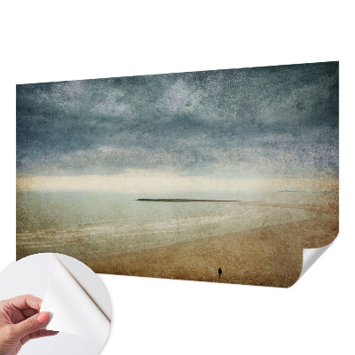 Stick-on wall mural with a nostalgic landscape motif