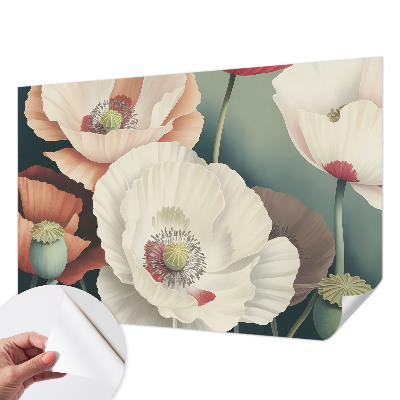 Removable wall mural with a floral design