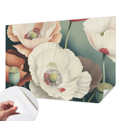 Removable wall mural with a floral design