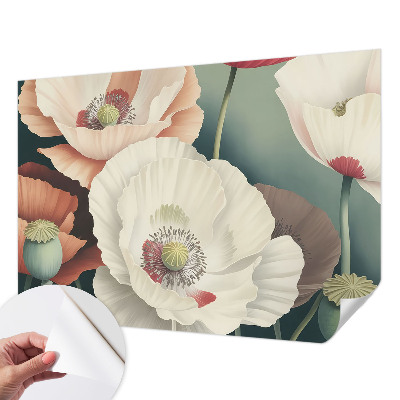 Removable wall mural with a floral design