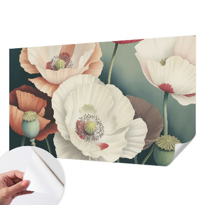 Removable wall mural with a floral design