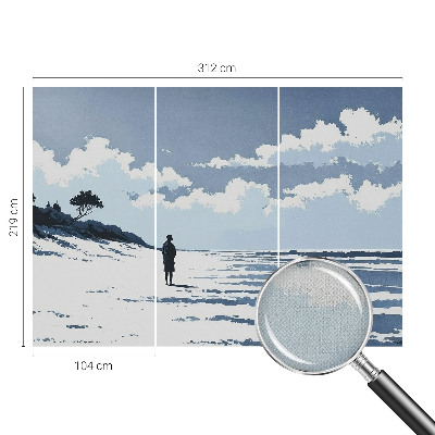 Removable wall mural wallpaper with a serene beach design