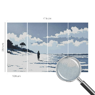 Removable wall mural wallpaper with a serene beach design