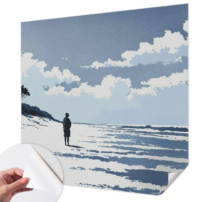 Removable wall mural wallpaper with a serene beach design