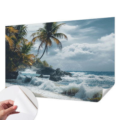 Peel and stick wall mural for kids' room with an exotic beach design