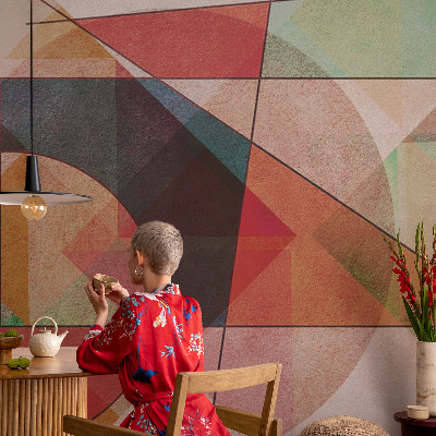 3D photo wallpaper mural with a geometric abstraction design