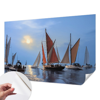 Nursery wall mural with a sailing adventure theme